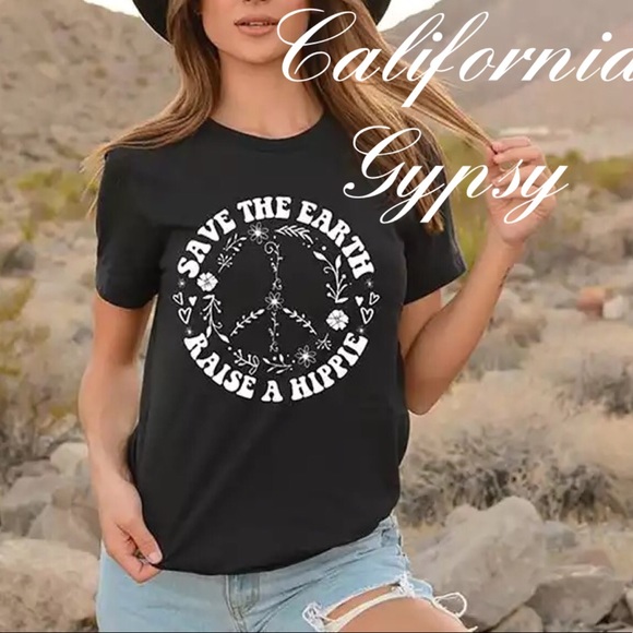 Save The Earth Raise A Hippie Peace Sign T-shirt - Picture 3 of 5